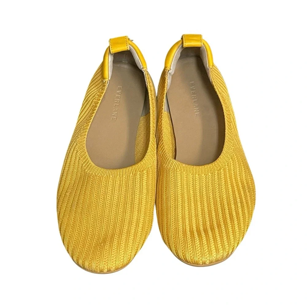 Everlane The Day Glove Flats in Re-Knit Woven Ballet Stretch Mustard Yellow 10